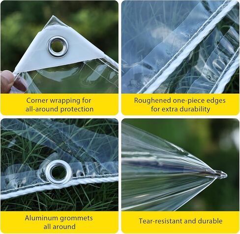 Clear Vinyl Tarp 3.3'x8.2' Clear Tarps Heavy Duty Waterproof 14 Mil Thicken Transparent Waterproof Tarpaulin Clear Tarps with Grommets for Covering Garden Plant Patio Greenhouse Tarp in Saudi Arabia