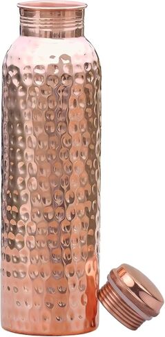 Copper Water Bottle - 34 Oz Extra Large - A Hammered Ayurvedic Pure Copper Vessel For Drinking - Drink More Water, Lower Your Sugar Intake And Enjoy The Health Benefits Immediately in Kuwait