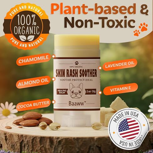 باوو مهدئ للطفح الجلدي للكلاب، عصا 2 أونصة، تخفيف الحساسية والحكة للكلاب، مرطب للبشرة، عضوي وطبيعي بالكامل، مرطب للكلاب للبشرة الجافة، غسول للكلاب، بلسم شفاء نهائي، كريم لطفح الكلاب in Kuwait
