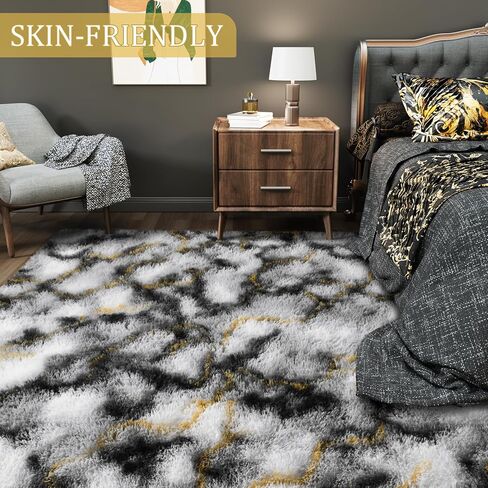 سجاد LOCHAS فائق النعومة للأماكن الداخلية الحديثة سجاد غرفة المعيشة المنفوش لغرفة نوم الأطفال وديكور المنزل وسجادة الحضانة مقاس 4 × 5.3 قدم، رمادي in Kuwait