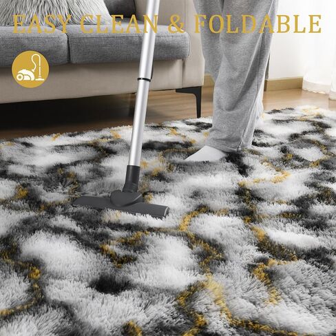 سجاد LOCHAS فائق النعومة للأماكن الداخلية الحديثة سجاد غرفة المعيشة المنفوش لغرفة نوم الأطفال وديكور المنزل وسجادة الحضانة مقاس 4 × 5.3 قدم، رمادي in Kuwait