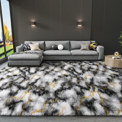 سجاد LOCHAS فائق النعومة للأماكن الداخلية الحديثة سجاد غرفة المعيشة المنفوش لغرفة نوم الأطفال وديكور المنزل وسجادة الحضانة مقاس 4 × 5.3 قدم، رمادي in Kuwait