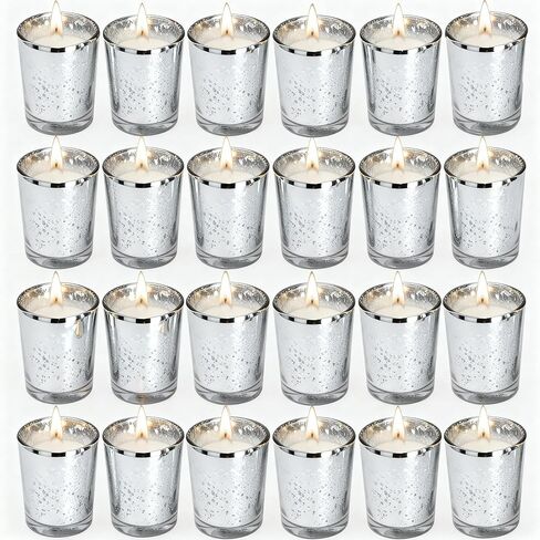 SOFT BREEZE 24 حزمة من الشموع النذرية غير المعطرة في الزجاج، شموع Tealight الزجاجية البيضاء، شموع نذرية كبيرة، مملوءة بالزجاج الشفاف، هدايا مثالية للراغبين، والمنتجعات الصحية، وحفلات الزفاف، وأعياد الميلاد، والعطلات، والحفلات in Saudi Arabia