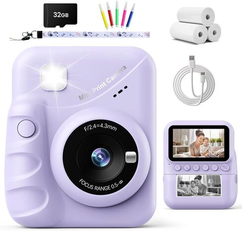 TIATUA Kids Camera Instant Print for Girls Ages 3-14, 3-inch HD Screen Camera for Kids with Printing Paper, 1080P Digital Toddler Toys for 4 5 6 7 8 9 10 11 12 Years Old (Pink) in Saudi Arabia