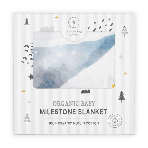 Organic Baby Monthly Milestone Blanket Boy or Girl - Months Blanket with Wood Frame and Newborn Announcement Disc - Growth Chart Milestone Blanket Neutral, 1-12 Month Milestones, 47"x47" in Kuwait