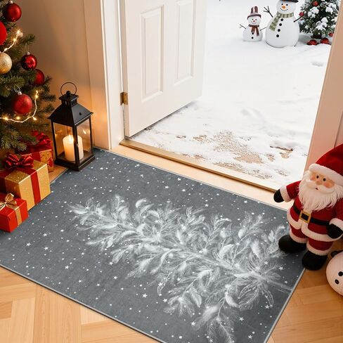 Lahome Christmas Runner Rug 2x6 Non-Slip Hallway Runner Rug Indoor, Washable Christmas Rugs Stain Resistant Red Kitchen Rug Runner, Christmas Tree Print Holiday Decor Untra-Thin Runner for Bedroom in Kuwait