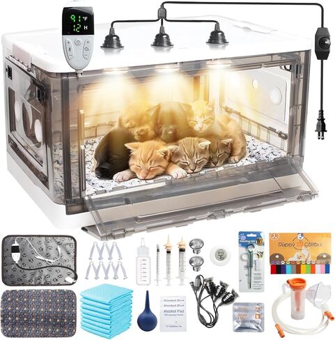 Incubator for Puppies,Kitten Incubator with Heating,Puppy Incubator for Dogs, Incubator for Newborn Puppies and Kittens，Small Mammal Incubator,Whelping Kit for Puppies in Kuwait