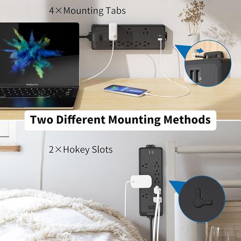 شريط طاقة بطول 15 قدم، 6 منافذ متباعدة واسعة للغاية، NTONPOWER، قابس مسطح، واقي من التيار الزائد على الحائط مع 3 USB، 1875 وات، 15 أمبير، 1700 جول، حماية من الحمل الزائد للمكتب المنزلي in Kuwait