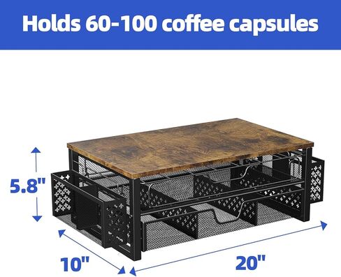 Simple Trending 3-Tier Coffee Pod Holder,105 Pod Pack Capacity Rack,Sliding Storage Drawer,Stylish Home or Office Kitchen Counter Organizer,Black in Kuwait