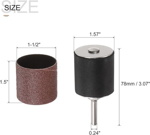 uxcell 12 Pcs 1-1/2 Inch Sanding Sleeves Sandpaper Set 80 Grit with 1 Inch Drum Mandrels for Rotary Tools in Kuwait
