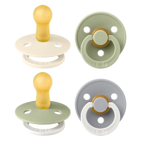 BIBS Pacifiers - Colour 4 Pack | Round Nipple Baby Pacifier | BPA Free Natural Rubber Latex Soother | Made in Denmark | Size 0-6 Months | Girl Colors in Kuwait