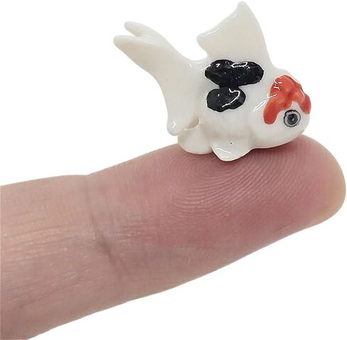 WitnyStore Tiny 2½" Long White Orange Goldfish Incense Holder - Miniature Hand Made Painted Ceramic Colorful Ryukin Oranda Gold Fish Aquarium Animals Porcelain Decorative Collectible Figurines Décor in Saudi Arabia