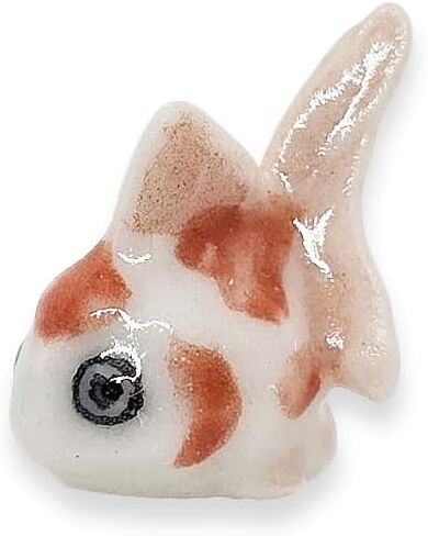 WitnyStore Tiny 2½" Long White Orange Goldfish Incense Holder - Miniature Hand Made Painted Ceramic Colorful Ryukin Oranda Gold Fish Aquarium Animals Porcelain Decorative Collectible Figurines Décor in Saudi Arabia