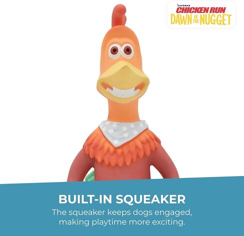 Multipet Chicken Run Rocky Latex Dog Toy - Durable Squeaky Dog Toy for All Dogs - Easy-to-Clean Latex Dog Squeaky Toys - Latex Dog Toys for Cuddling, Chewing & Playing - Cute Pet Toy (10") in Kuwait