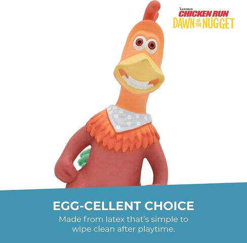 Multipet Chicken Run Rocky Latex Dog Toy - Durable Squeaky Dog Toy for All Dogs - Easy-to-Clean Latex Dog Squeaky Toys - Latex Dog Toys for Cuddling, Chewing & Playing - Cute Pet Toy (10") in Kuwait