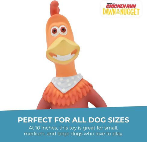Multipet Chicken Run Rocky Latex Dog Toy - Durable Squeaky Dog Toy for All Dogs - Easy-to-Clean Latex Dog Squeaky Toys - Latex Dog Toys for Cuddling, Chewing & Playing - Cute Pet Toy (10") in Kuwait