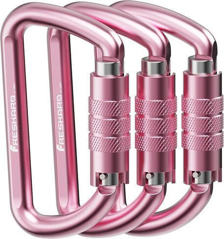 3inch 12kN-2698lbs Auto Locking Carabiner Clips, Solid D Shape, Heavy Duty 7075 Aluminum, Lightweight 1.09oz, Rust Proof, for Hammock, Hiking, Dog Leash, Keychain etc., Multi-Colors in Kuwait