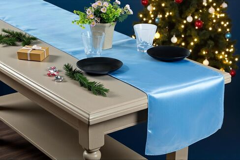 MDS Pack of 10 Satin Table Runners 12 x 108 Inch Long Wedding sateen Bright Silk Smooth Table Runner for Wedding Reception Birthday Graduation Party Event Banquet Spring Decoration - Eggplant in Kuwait