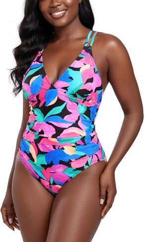 Ocean Blues Women's V-Neck One Piece Swimsuit Tummy Control One Piece Bathing Suit in Kuwait