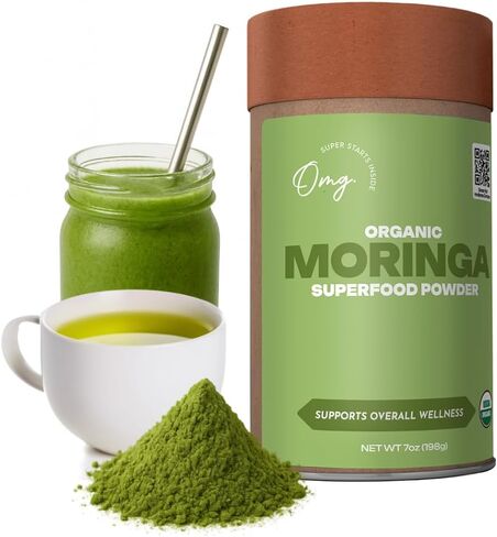 OMG! Superfoods Pure and Organic Moringa Powder - USDA Certified Moringa Oleifera, Great Source of Calcium, Iron, Vitamins A & E - 7 Oz (2 Pack) in Saudi Arabia