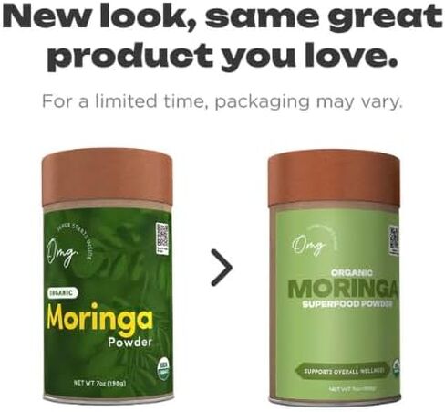 OMG! Superfoods Pure and Organic Moringa Powder - USDA Certified Moringa Oleifera, Great Source of Calcium, Iron, Vitamins A & E - 7 Oz (2 Pack) in Saudi Arabia