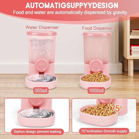 2 Pack Hanging Automatic Pet Food Water Dispenser, Auto Rabbit Feeder and Water Dispenser Set for Cage, Food and Water Bowl for Cat Bunny Chinchilla Hedgehog Guinea Pig Ferret cage Accessories in Kuwait