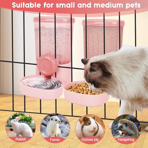 2 Pack Hanging Automatic Pet Food Water Dispenser, Auto Rabbit Feeder and Water Dispenser Set for Cage, Food and Water Bowl for Cat Bunny Chinchilla Hedgehog Guinea Pig Ferret cage Accessories in Kuwait