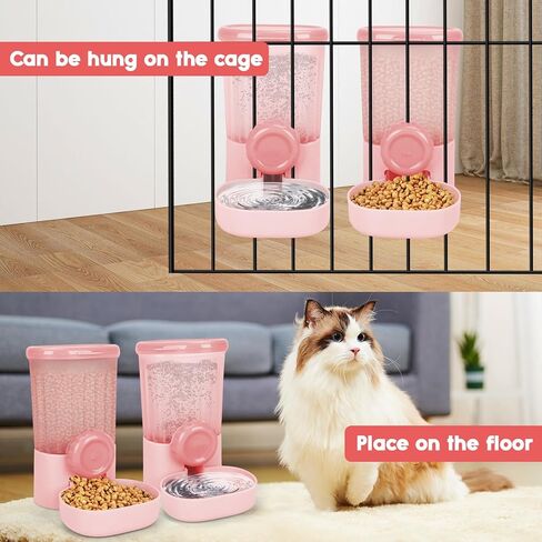 2 Pack Hanging Automatic Pet Food Water Dispenser, Auto Rabbit Feeder and Water Dispenser Set for Cage, Food and Water Bowl for Cat Bunny Chinchilla Hedgehog Guinea Pig Ferret cage Accessories in Kuwait