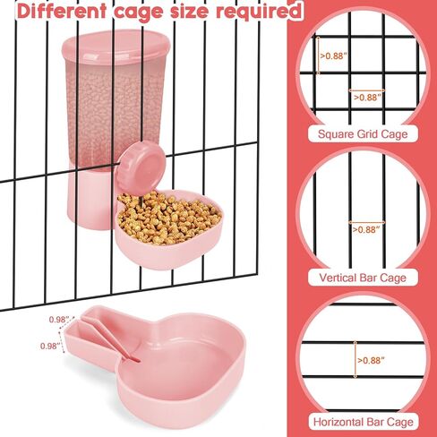 2 Pack Hanging Automatic Pet Food Water Dispenser, Auto Rabbit Feeder and Water Dispenser Set for Cage, Food and Water Bowl for Cat Bunny Chinchilla Hedgehog Guinea Pig Ferret cage Accessories in Kuwait