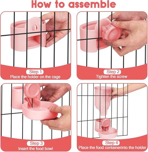 2 Pack Hanging Automatic Pet Food Water Dispenser, Auto Rabbit Feeder and Water Dispenser Set for Cage, Food and Water Bowl for Cat Bunny Chinchilla Hedgehog Guinea Pig Ferret cage Accessories in Kuwait