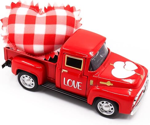 Huray Rayho Pink Christmas Metal Truck Decor with Christmas Tree for Tiered Tray Decor Vintage White Pickup Truck Farmhouses Decor Holiday Farm Truck for Home Kitchen Table Centerpiece Decoration in Saudi Arabia