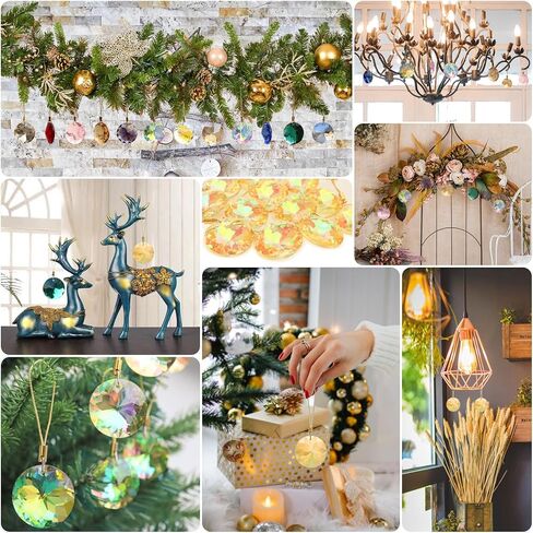 LUMITI 12 Pcs Crystal Glass Christmas Balls Ornaments, 1.18″ Mini Round Prism Flower Xmas Tree Decorations, Hanging Ornament for Wedding Party Home Decor (Multicolor) in Kuwait