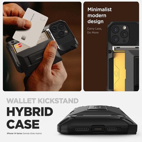 حافظة هاتف VRS DESIGN Damda Glide Hybrid لهاتف iPhone 12 Pro Max، مع [4 بطاقات] قوية [شبه تلقائية] فتحة حامل لبطاقة الائتمان ومسند لهاتف iPhone 12 Pro Max 6.7 بوصة (2020) (أسود) in Kuwait