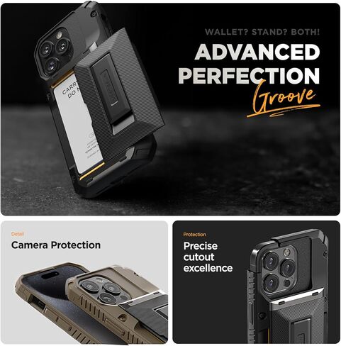 حافظة هاتف VRS DESIGN Damda Glide Hybrid لهاتف iPhone 12 Pro Max، مع [4 بطاقات] قوية [شبه تلقائية] فتحة حامل لبطاقة الائتمان ومسند لهاتف iPhone 12 Pro Max 6.7 بوصة (2020) (أسود) in Kuwait