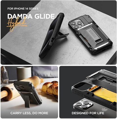 حافظة هاتف VRS DESIGN Damda Glide Hybrid لهاتف iPhone 12 Pro Max، مع [4 بطاقات] قوية [شبه تلقائية] فتحة حامل لبطاقة الائتمان ومسند لهاتف iPhone 12 Pro Max 6.7 بوصة (2020) (أسود) in Kuwait