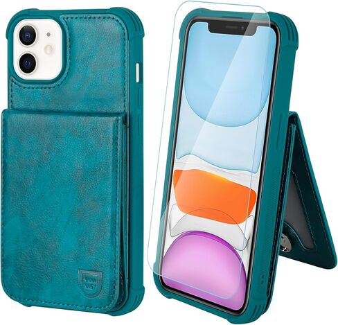 VANAVAGY Compatible for iPhone 11 Wallet Case for Women and Men,Leather Magnetic Clasp Flip Folio Phone Cover with Credit Card Holder and Coin Pocket,Black in Kuwait