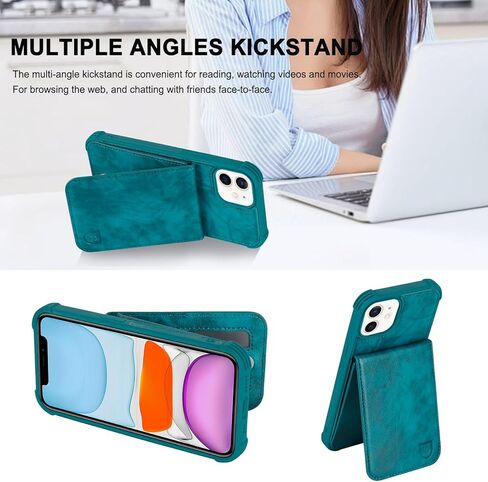 VANAVAGY Compatible for iPhone 11 Wallet Case for Women and Men,Leather Magnetic Clasp Flip Folio Phone Cover with Credit Card Holder and Coin Pocket,Black in Kuwait