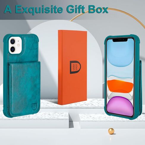 VANAVAGY Compatible for iPhone 11 Wallet Case for Women and Men,Leather Magnetic Clasp Flip Folio Phone Cover with Credit Card Holder and Coin Pocket,Black in Kuwait