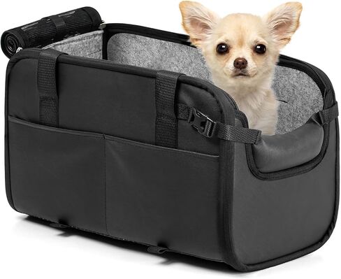Pet Dog Car Seat for Small Dog Large Center Console Dog Car Seat for Puppy Cat Dog Travel Protable Booster Seat Anti-Slip Dog Car Bed Carseat PU Leather 0-22 lbs Gray in Kuwait