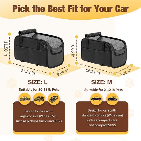 Pet Dog Car Seat for Small Dog Large Center Console Dog Car Seat for Puppy Cat Dog Travel Protable Booster Seat Anti-Slip Dog Car Bed Carseat PU Leather 0-22 lbs Gray in Kuwait