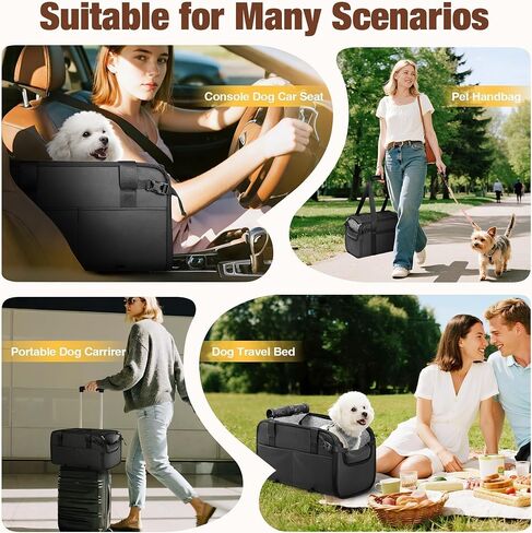 Pet Dog Car Seat for Small Dog Large Center Console Dog Car Seat for Puppy Cat Dog Travel Protable Booster Seat Anti-Slip Dog Car Bed Carseat PU Leather 0-22 lbs Gray in Kuwait