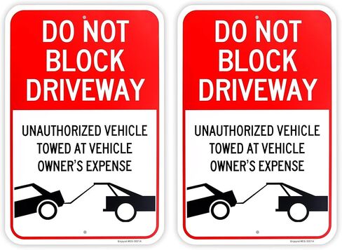 Large Do Not Block Driveway, Unauthorized Vehicles Towed at Vehicle Owner's Expense Sign, 18"x 12" .04" Aluminum Reflective Sign Rust Free Aluminum-UV Protected and Weatherproof in Saudi Arabia