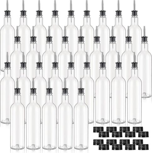 8 Pack 25 oz Plastic Long Neck Bottles with 8 Stainless Steel Pourer and Caps Alcohol Juice Liquor Pour Bottles Syrup Bottles Leakproof Tapered Spout Bottles for Home Use Bartending Supplies in Kuwait
