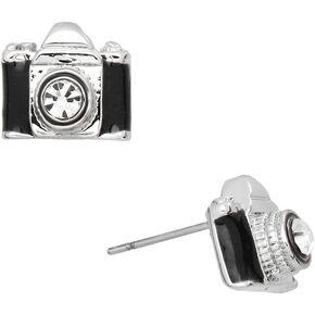 Liavy's Camera Fashionable Earrings - Enamel - Stud - Sparkling Crystal - Unique Gift and Souvenir in Kuwait
