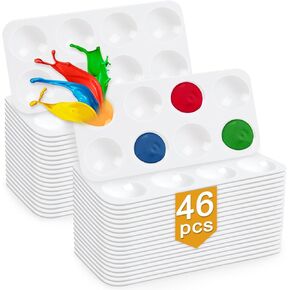 12 قطعة من لوحات طلاء هولاميدا للأطفال، صينية طلاء بلاستيكية بيضاء لحفلات الرسم، صناعة يدوية ورسم فني - مستطيلة in Kuwait