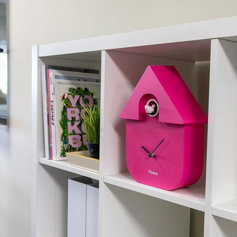 Fisura - ساعة الوقواق للحائط، ساعة حائط أصلية مع بندول للهدايا، ساعة الطيور - 3 بطاريات AA غير متضمنة. 9 × 12 × 4 بوصة. المواد: بلاستيك ABS (أسود) in Kuwait