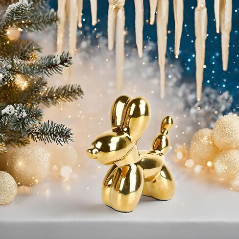 Gold Balloon Dog Decor Ceramic Balloon Dog Sculpture Balloon Animal Decor Statue for Living Room Bedroom Bookshelf Desktop Office Coffee Table of Trendy Modern Home Decorations in Saudi Arabia