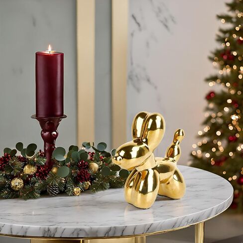 Gold Balloon Dog Decor Ceramic Balloon Dog Sculpture Balloon Animal Decor Statue for Living Room Bedroom Bookshelf Desktop Office Coffee Table of Trendy Modern Home Decorations in Saudi Arabia