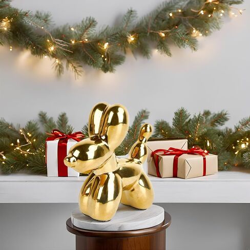 Gold Balloon Dog Decor Ceramic Balloon Dog Sculpture Balloon Animal Decor Statue for Living Room Bedroom Bookshelf Desktop Office Coffee Table of Trendy Modern Home Decorations in Saudi Arabia