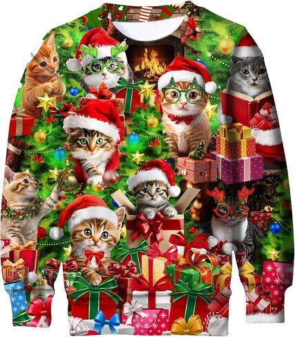 أطفال بنين قبيحة عيد الميلاد سترة الصوف البلوز 3D مضحك مطبوعة طويلة الأكمام عيد الميلاد البلوز البلوز in Kuwait